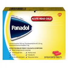 panadol acute head cold 20tab